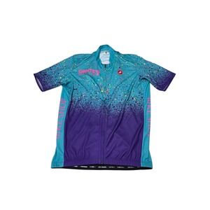 Castelli Contes Bike Shop Cycling Jersey Mens Large Teal Purple Splatter 2400